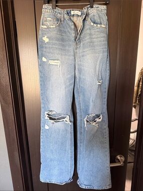 Flying Monkey Light Blue Distressed Flare Jeans